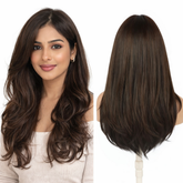 SilkCrown Human Hair Wig– Natural Brown 24 Inch Full Head Wig for Women
