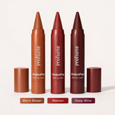 OmbrePop Gradient Matte Lip Crayon Trio – Warm Brown, Maroon & Deep Wine