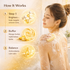 CalmTheory MangoMelt Kojic Brightening Butter Soap with Mango Butter & Kojic Acid – Pack of 3