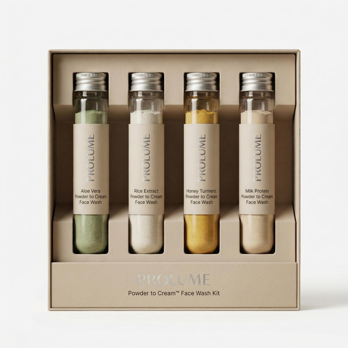 Powder to Cream Face Wash Kit  ~4 Variants | Test Tube Packaging Pack of 4