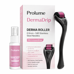 DermaDrip Derma Roller 0.5mm – 540 Stainless Steel Needles (With Sanitiser)