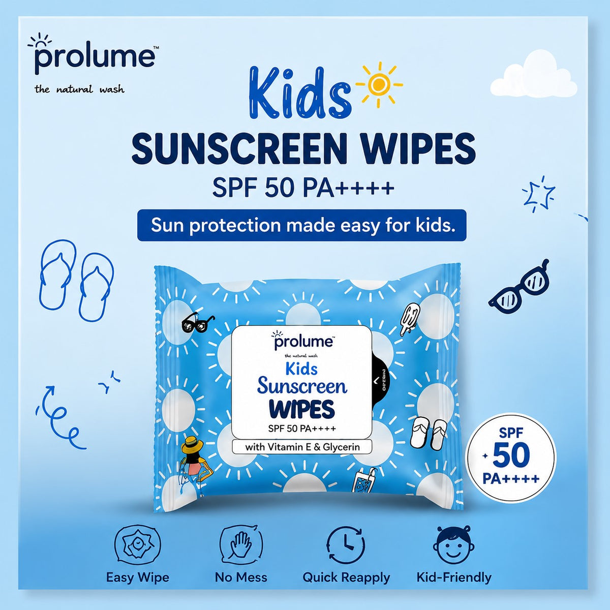Kids Sunscreen Wipes SPF 50 ++++