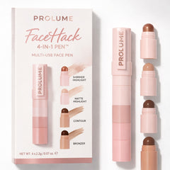 FaceHack 4-in-1 Pen  Multi-Use Face Pen (Contour, Bronzer, Matte & Shimmer Highlight)