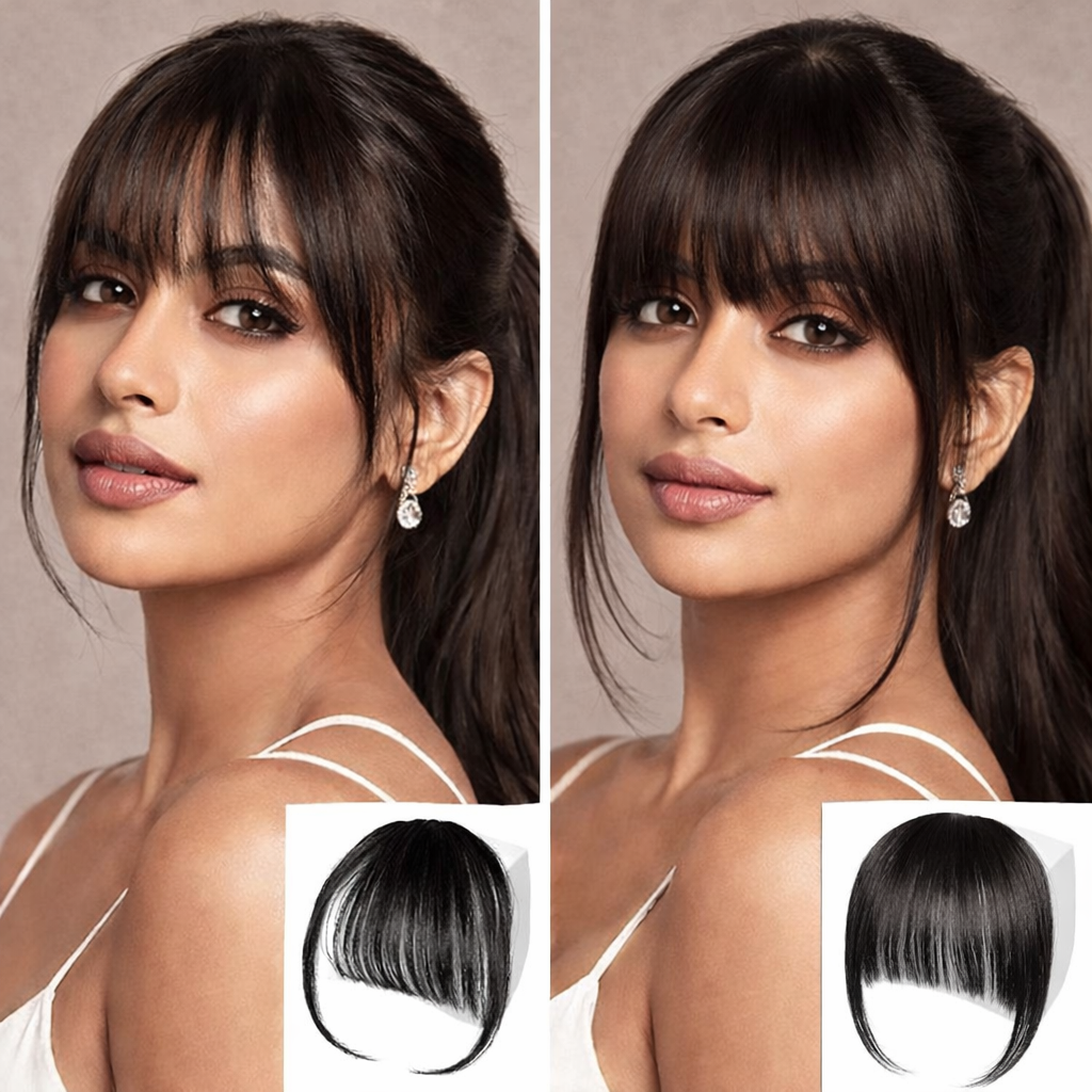 AirBangs Clip-In Bangs for Women – 100% Human Hair Wispy Fringe Hairpiece-Pack of 2