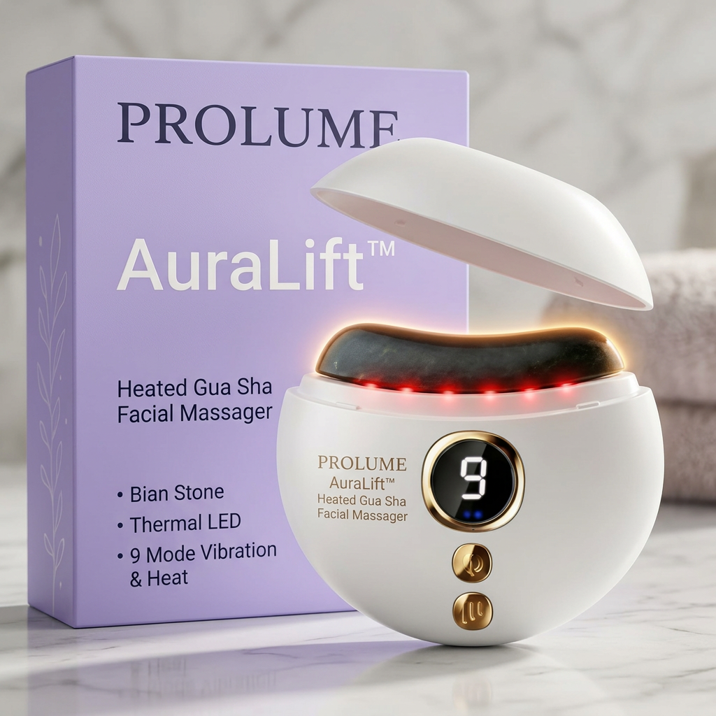 AuraLift Heated Gua Sha Facial Massager Vibration, Heat & Red Light Therapy | Sculpting & Anti-Aging Face Tool