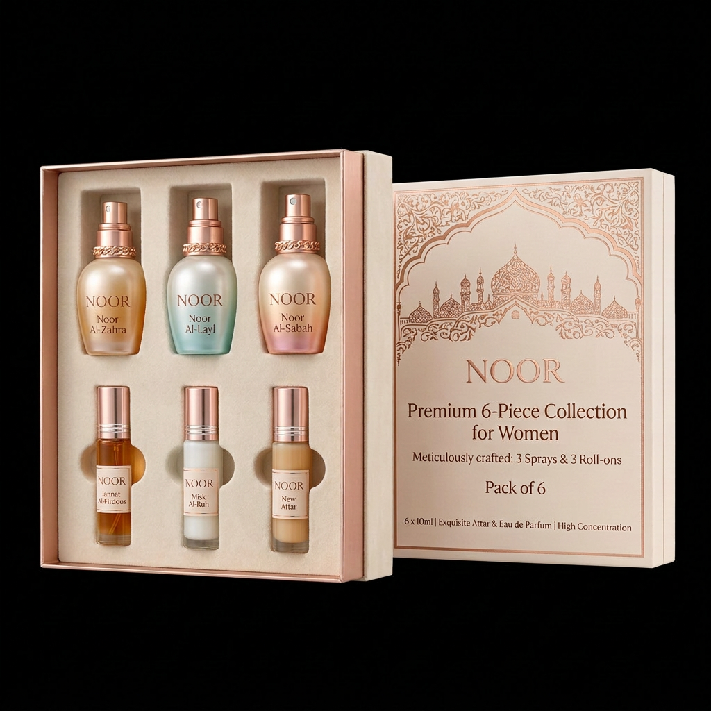 Noor Luxury Perfume Collection – 6 Signature Sets Spray plus Roll On (For Women)