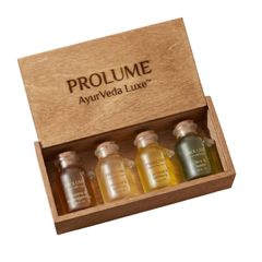 AyurVeda Luxe Highly Viscous Body Oil Set (Pack of 4 – Frost Bottle with Wooden Cork)