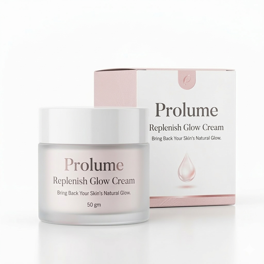 Replenish Glow Cream 50 gm | Frosted glass jar with airless pump lid