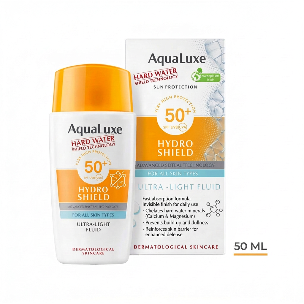 AquaLuxe Hydro Shield SPF 50+ Ultra-Light Fluid Sunscreen Lotion