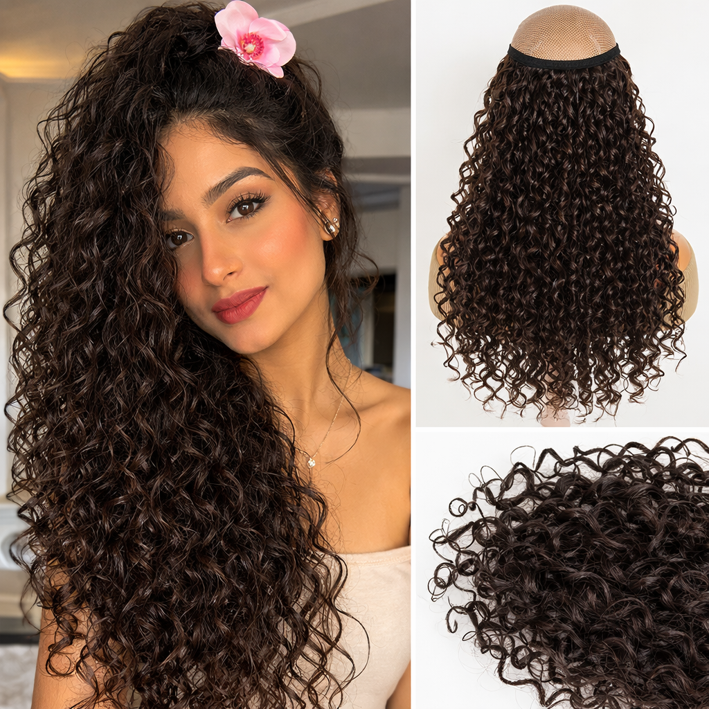 InstaCurls Hair Extensions – Curly / Wavy Synthetic Hair Extension for Women-Pack of 4