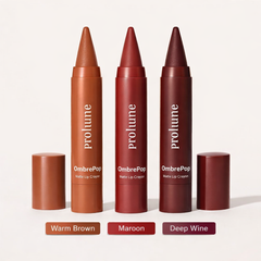 OmbrePop Gradient Matte Lip Crayon Trio – Warm Brown, Maroon & Deep Wine