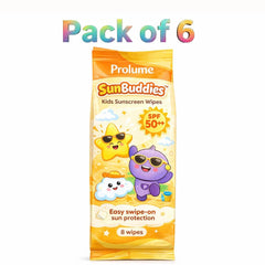 SunBuddies - Kids Sunscreen Wipes SPF 50++ - Pack of 6 (8 wipes each)