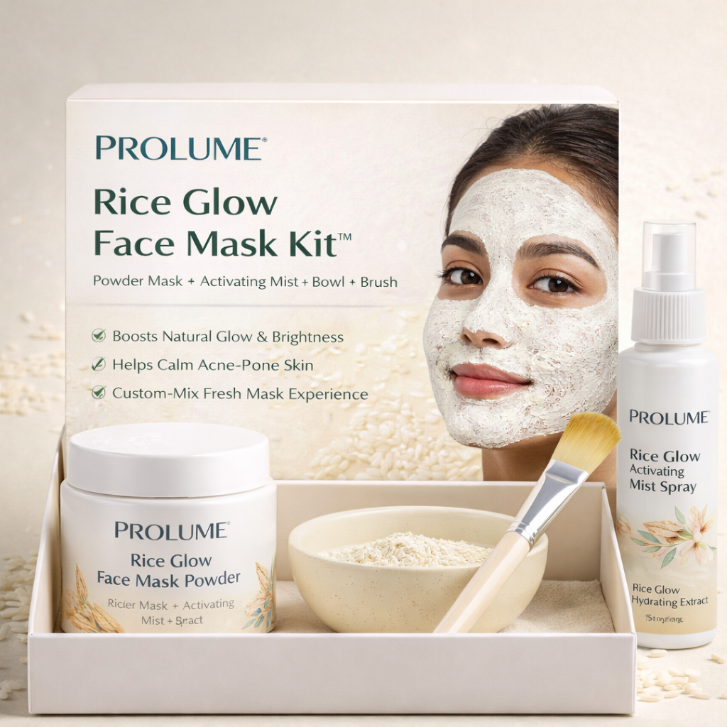 RiceGlow Face Mask Kit- Powder Mask + Activating Mist + Bowl + Brush