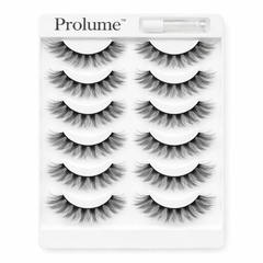 Natural Black Fake Eyelashes – Set of 6 Pairs with Lash Glue