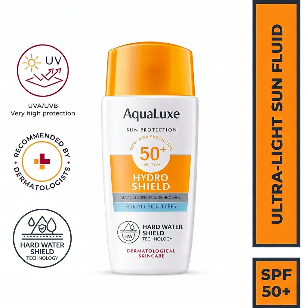 AquaLuxe Hydro Shield SPF 50+ Ultra-Light Fluid Sunscreen Lotion