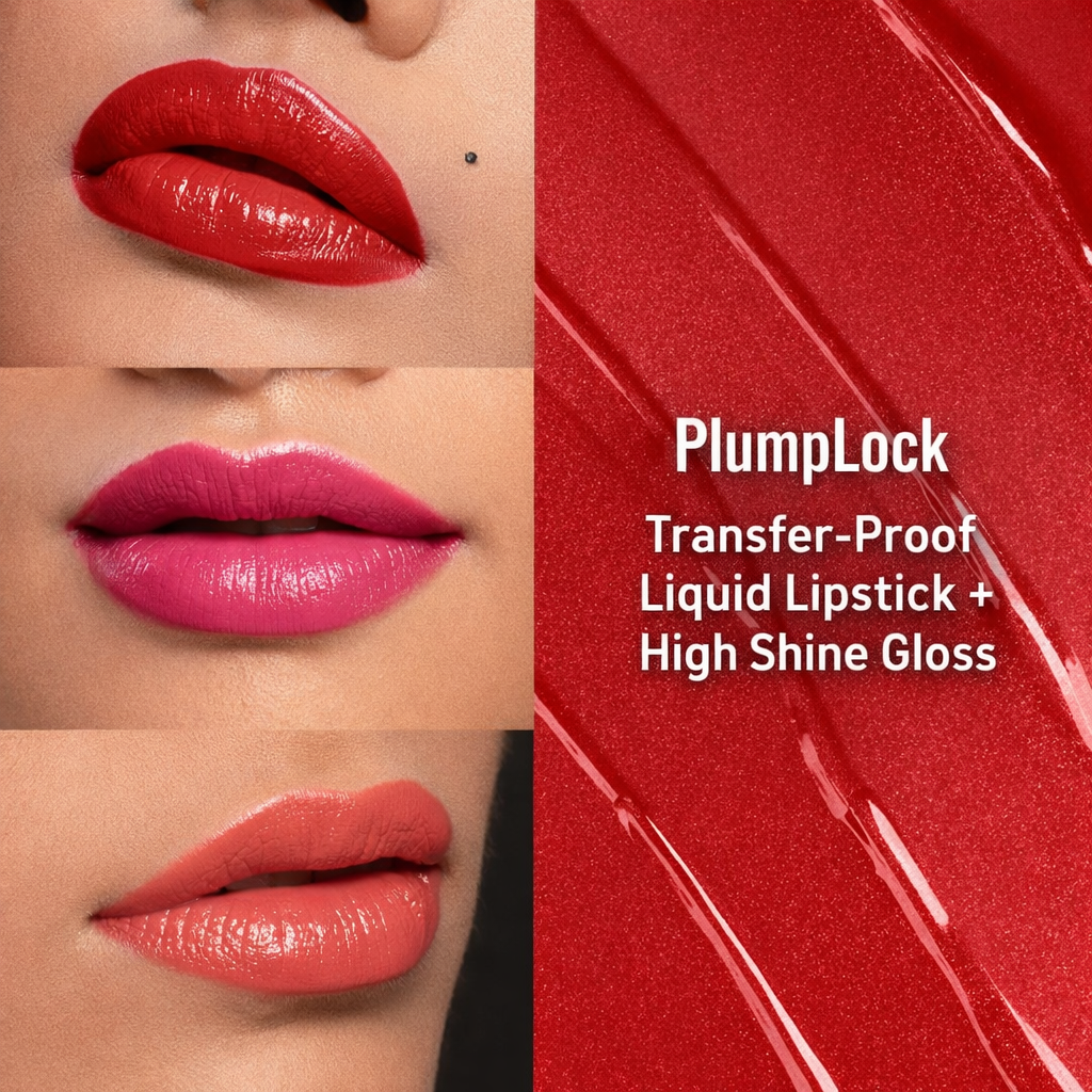 PlumpLock 2-Phase Lip Color Transfer-Proof Liquid Lipstick + High Shine Gloss