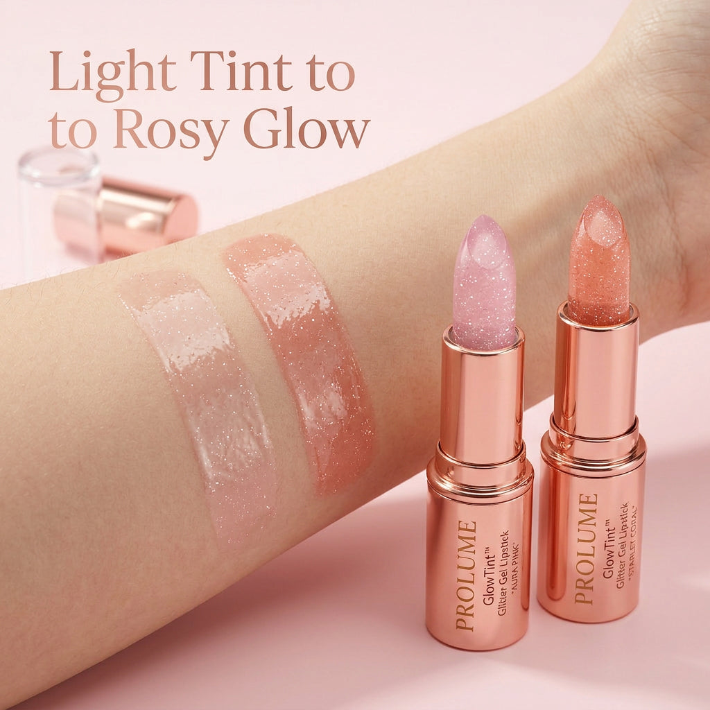 GlowTint Glitter Gel Lipstick – Pack of 2  Color-Adapting Lip Tint | Glossy Shine | Hydrating Gel Formula
