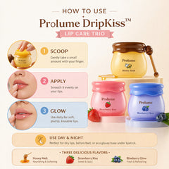 DripKiss Lip Care Trio  (Honey Melt | Strawberry Kiss | Blueberry Glow)