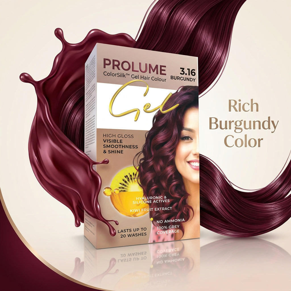 ColorSilk Gel Hair Colour – Burgundy (Pack)  Rich Burgundy Shade | Ammonia-Free Gel Formula | Long-Lasting Shine