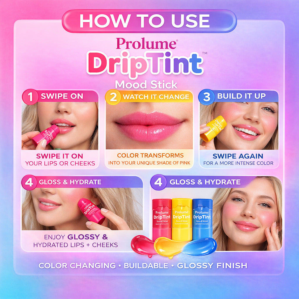 DripTint Mood Stick (Pack of 3)  Color Changing Oil Stick for Lip + Cheek