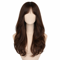 SilkCrown Human Hair Wig– Natural Brown 24 Inch Full Head Wig for Women