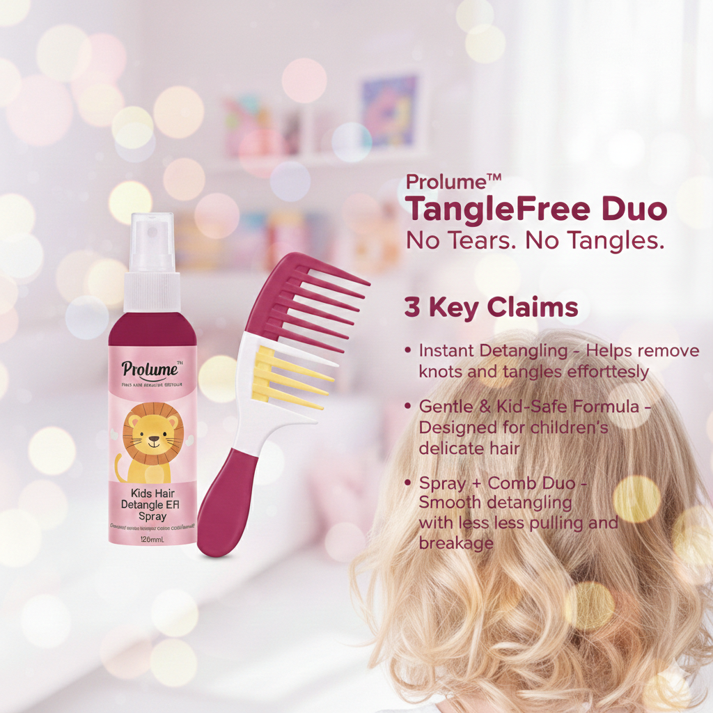 TangleFree Duo (Kids Hair Detangle Spray + Comb)