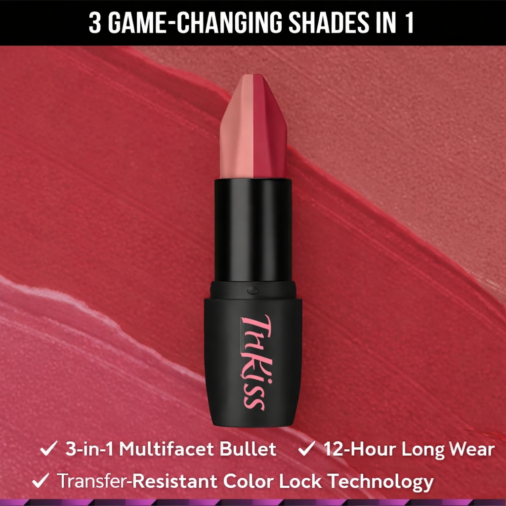 TriKiss 3-in-1 Multi Shade Lipstick – Caramel Rose