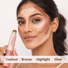 FaceHack 4-in-1 Pen  Multi-Use Face Pen (Contour, Bronzer, Matte & Shimmer Highlight)