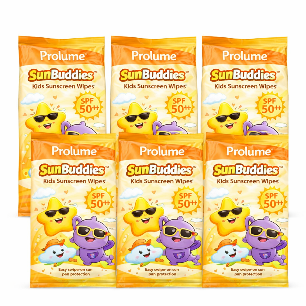 SunBuddies - Kids Sunscreen Wipes SPF 50++ - Pack of 6 (8 wipes each)