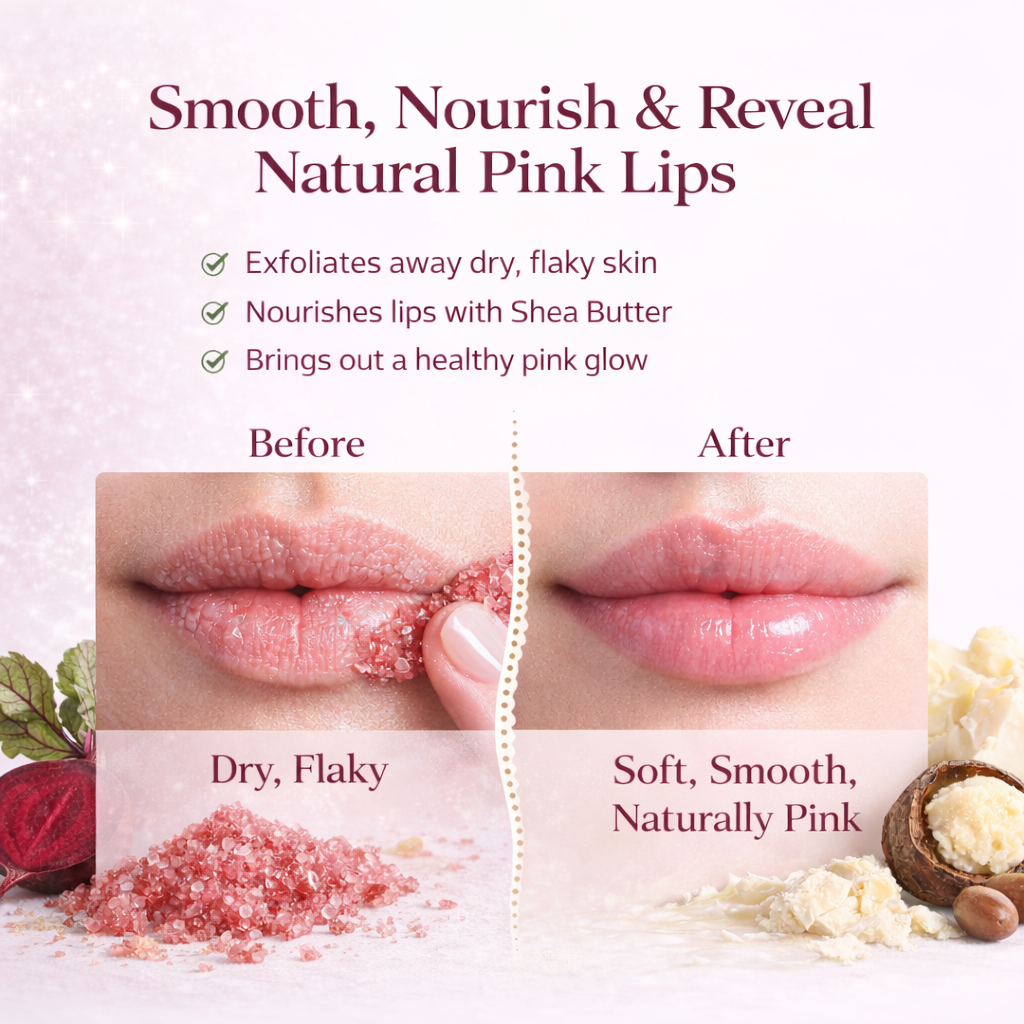 BeetGlow Lip Polish – Beetroot & Shea Butter Lip Scrub