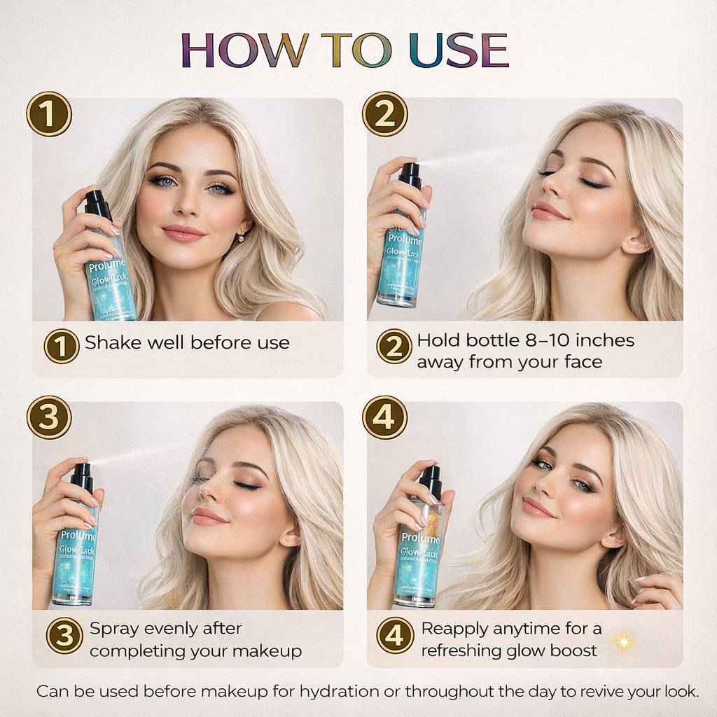 GlowLock Crystal Setting Spray – Set of 4 Shimmer Mists (50 ml each)