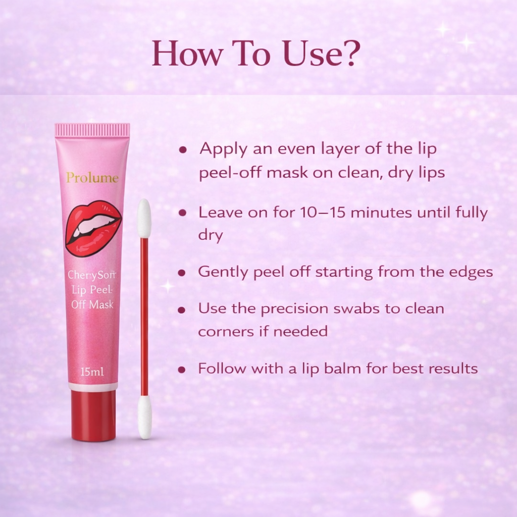 Prolume CherrySoft™ Lip Peel-Off Mask with 10 Precision Clean-Up Swabs