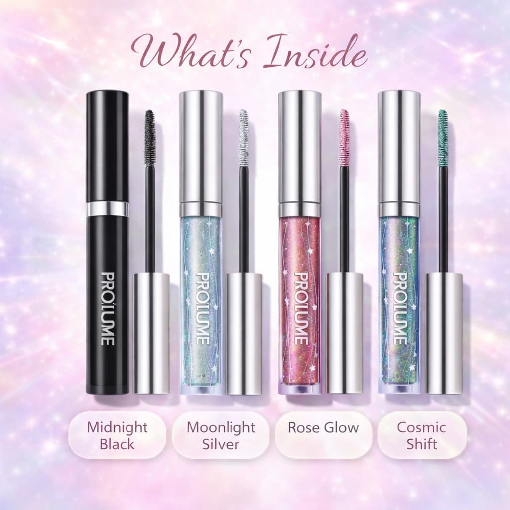 SparkLuxe  Multi-Dimensional Glitter Mascara with Black Mascara | Pack of 4