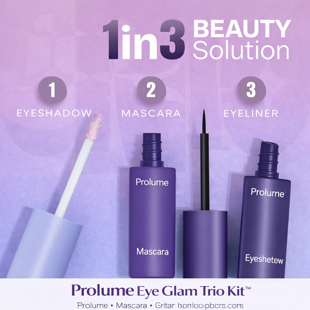 Eye Glam Trio Kit- Eyeliner + Mascara + Glitter Eyeshadow