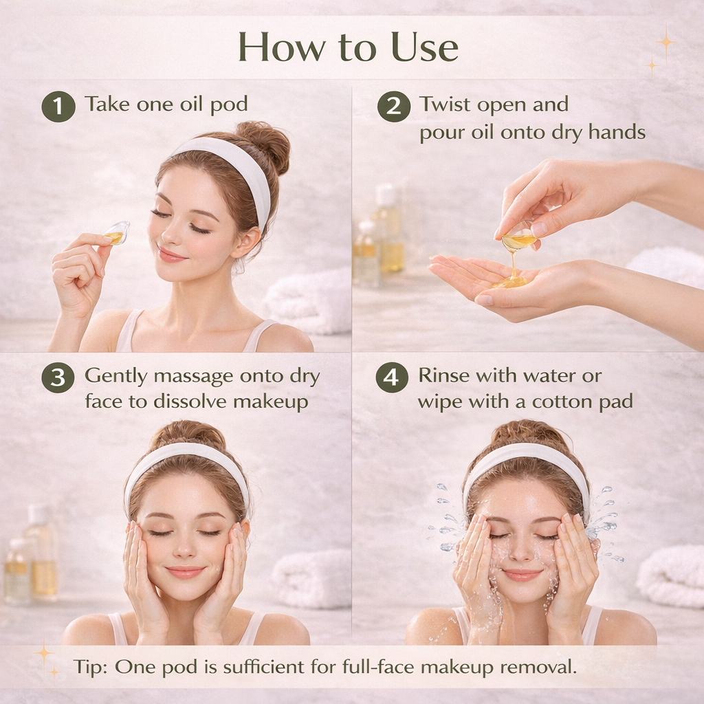 Instant Makeup Removal Oil – 6 Single-Use Pods