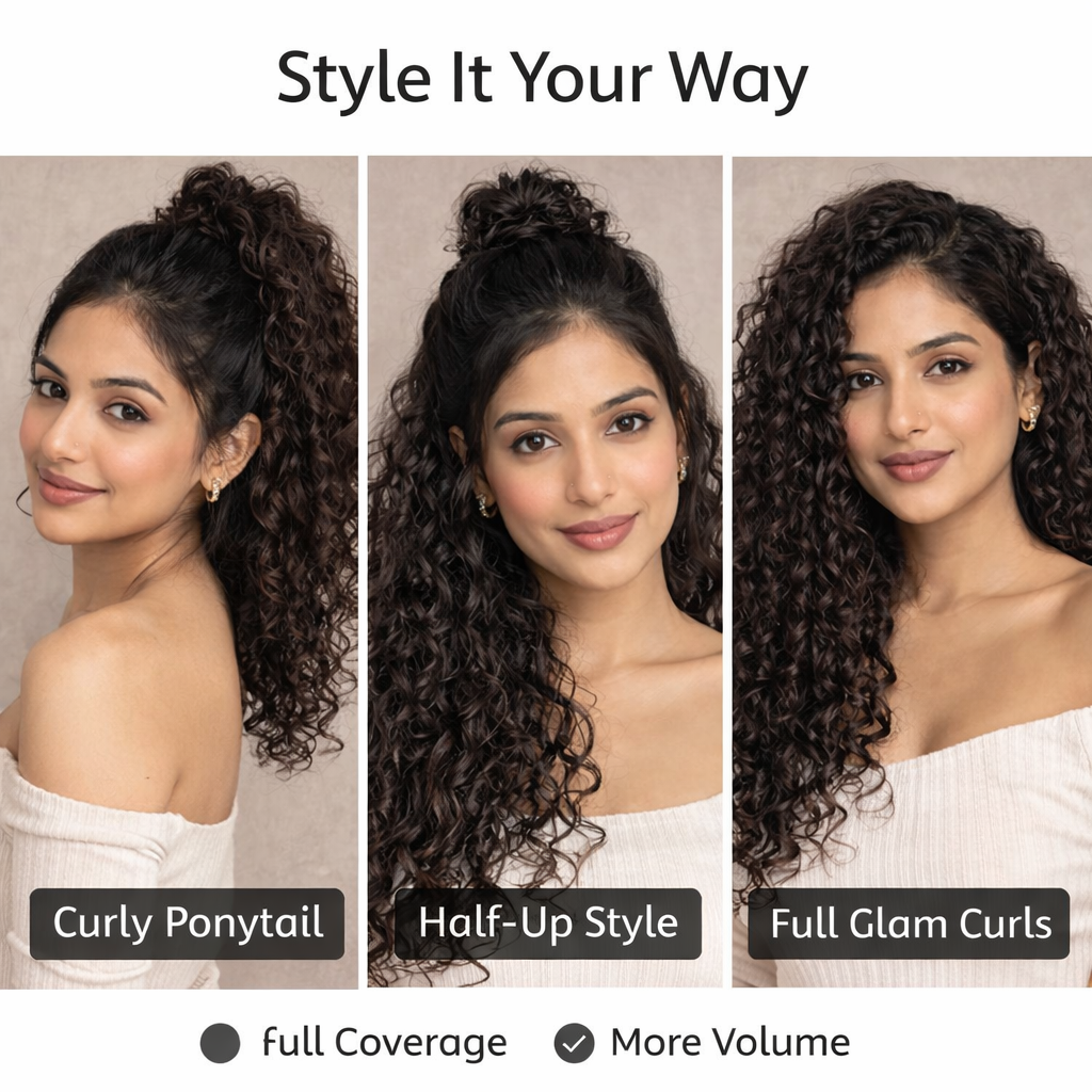 InstaCurls Hair Extensions – Curly / Wavy Synthetic Hair Extension for Women-Pack of 4