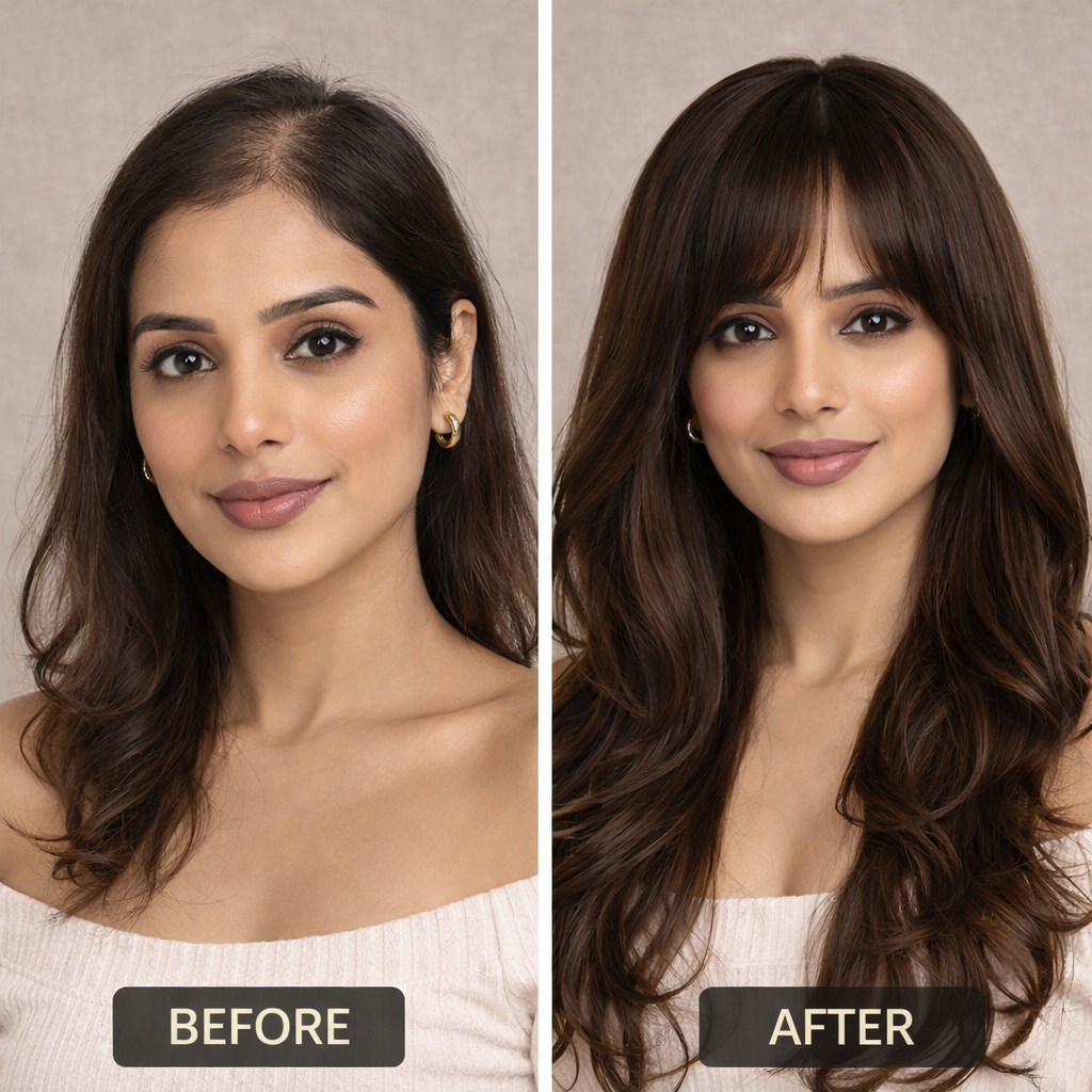 SilkCrown Human Hair Wig– Natural Brown 24 Inch Full Head Wig for Women