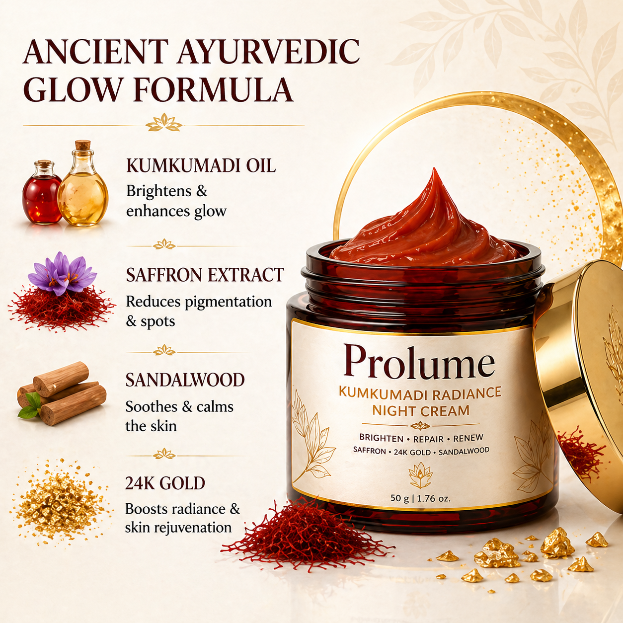 Kumkumadi Radiance Night Cream- 100 g