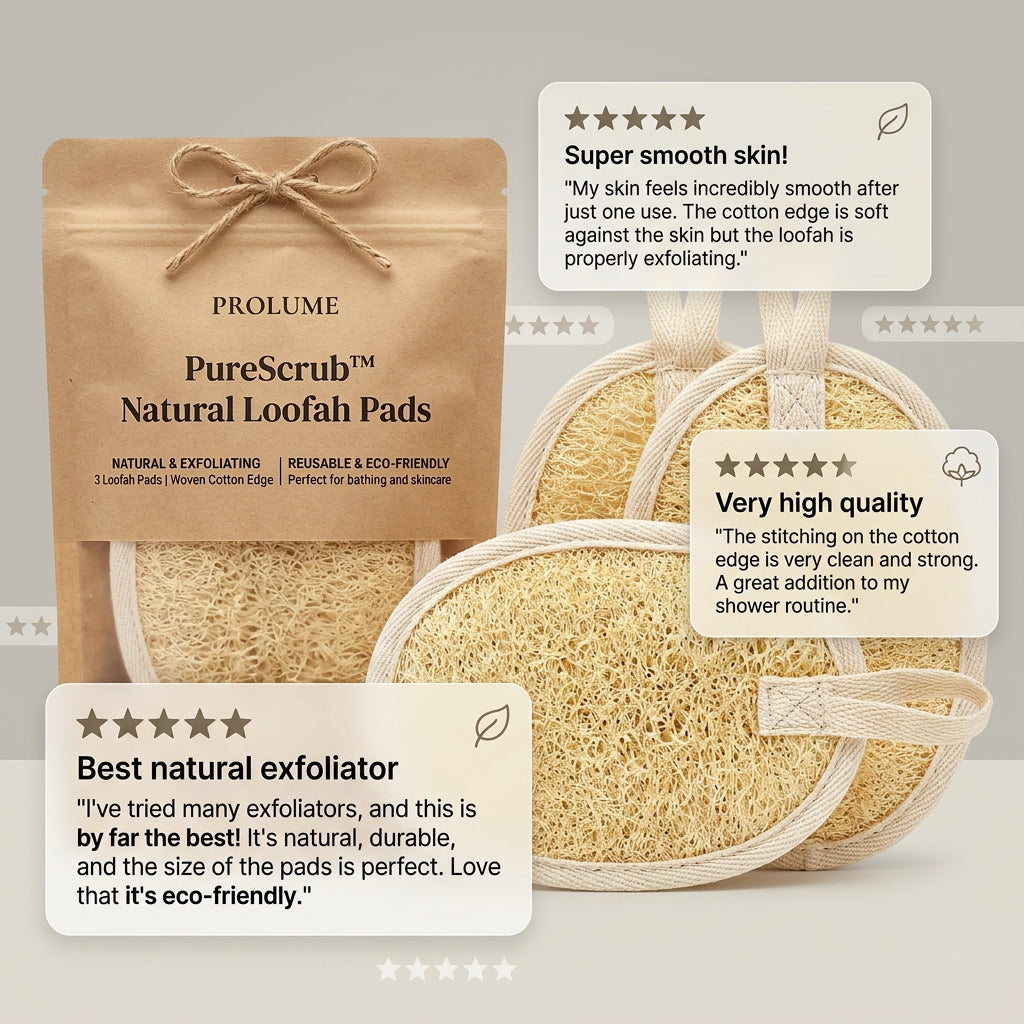 PureScrub Natural Loofah Pads  Plant-Based Body Scrubber | Deep Exfoliation | Smooth Skin Glow