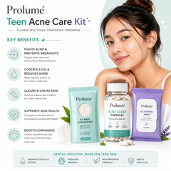 TeenAcne Care Starter Kit - 20 Acne Patches + 10 Acne Clearing Capsules + Oil Control Wipes)
