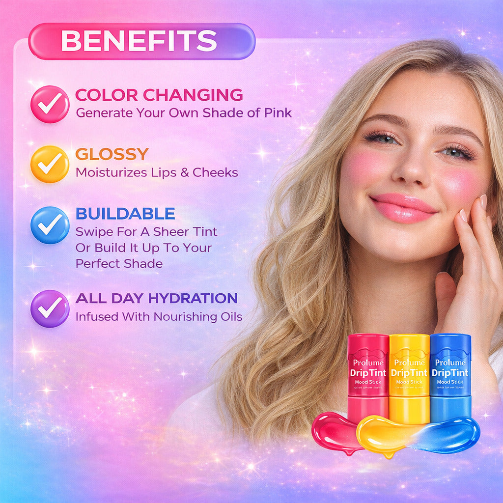DripTint Mood Stick (Pack of 3)  Color Changing Oil Stick for Lip + Cheek