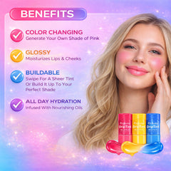 DripTint Mood Stick (Pack of 3)  Color Changing Oil Stick for Lip + Cheek