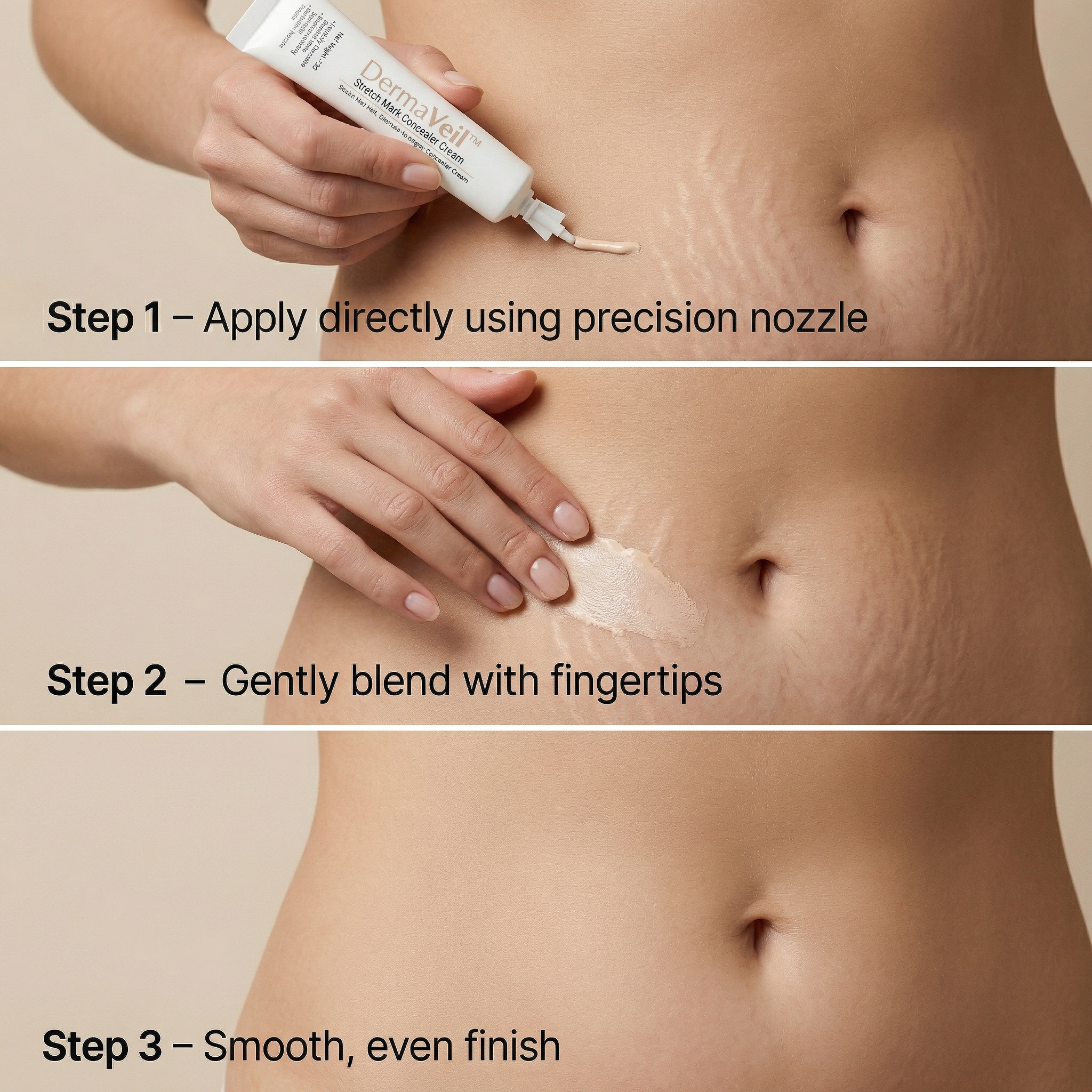 DermaVeil Stretch Mark Concealer Cream  ~30g | Narrow Pointed Dispenser Tube