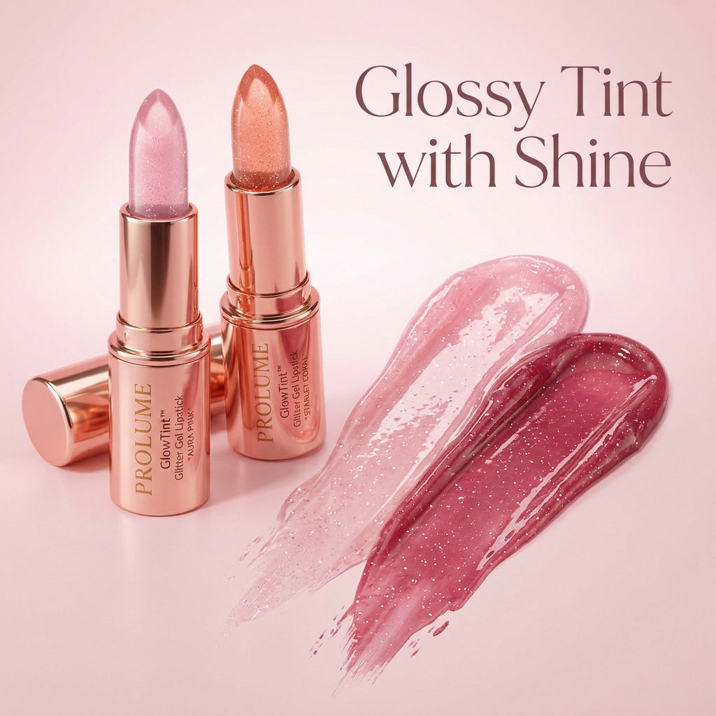 GlowTint Glitter Gel Lipstick – Pack of 2  Color-Adapting Lip Tint | Glossy Shine | Hydrating Gel Formula