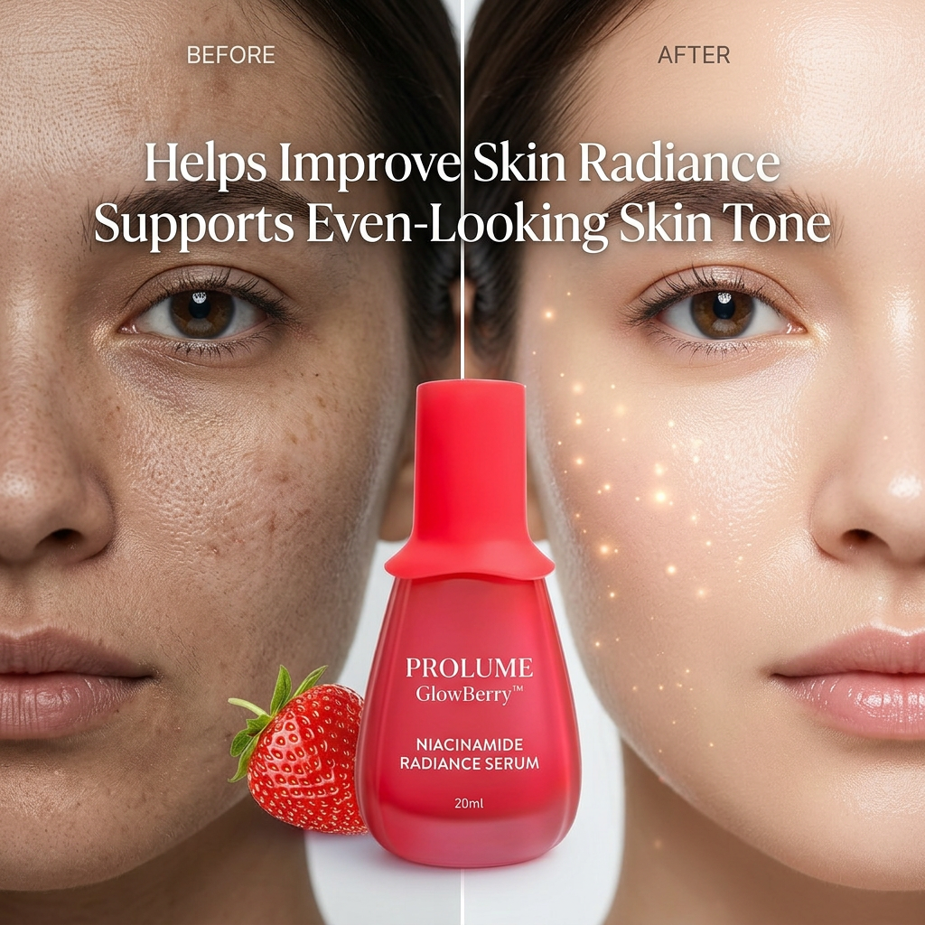 GlowBerry Niacinamide Radiance Serum  Strawberry Extract Brightening Serum | Lightweight Hydrating Face Serum | Daily Glow Booster
