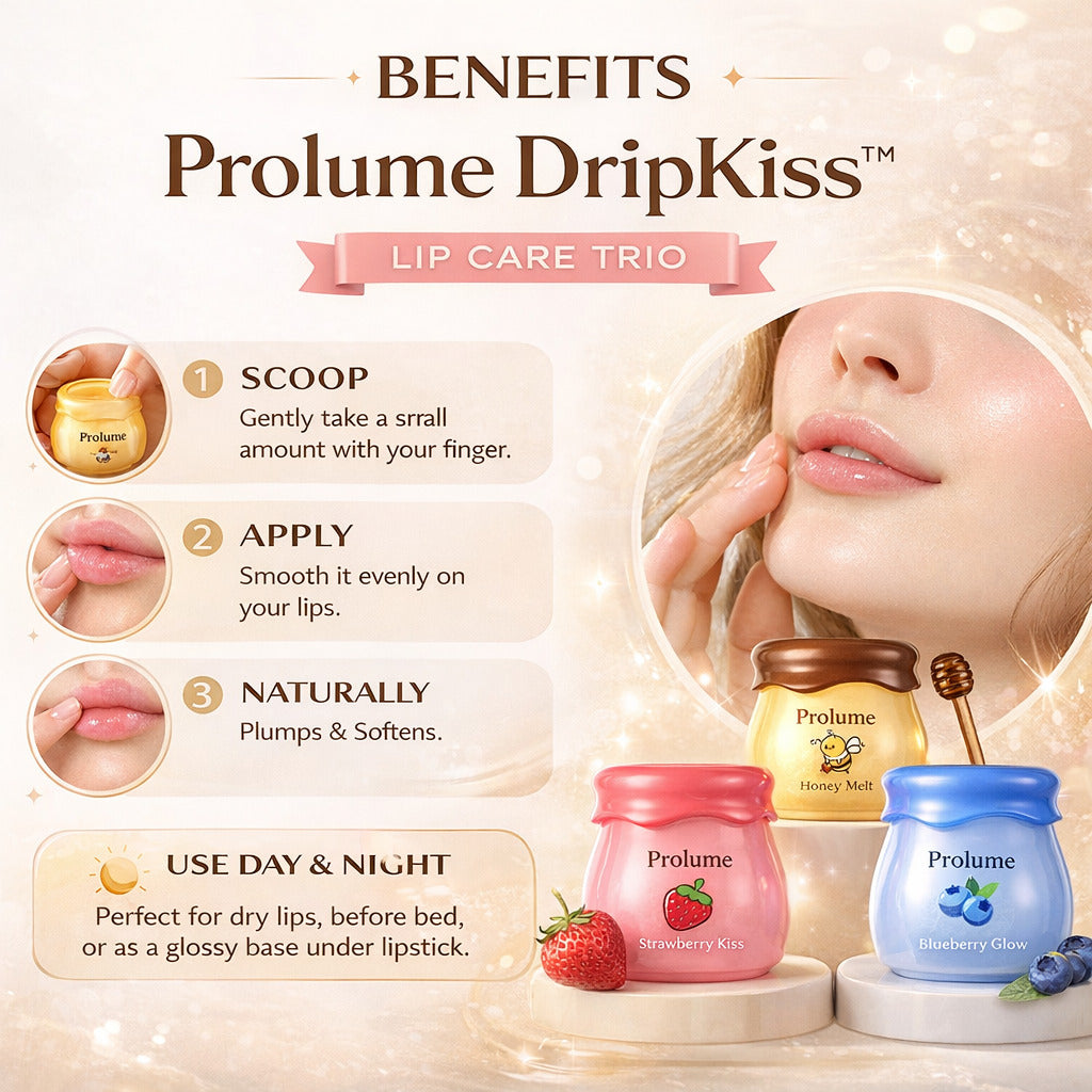 DripKiss Lip Care Trio  (Honey Melt | Strawberry Kiss | Blueberry Glow)