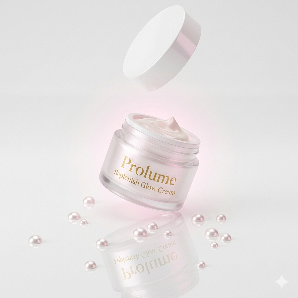 Replenish Glow Cream 50 gm | Frosted glass jar with airless pump lid