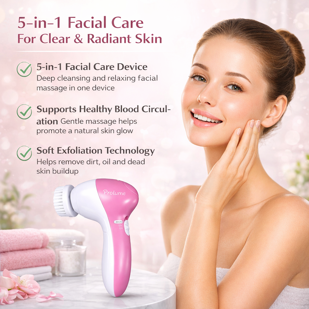 GlowSculpt 5-in-1 Electric Facial Massager & Exfoliator