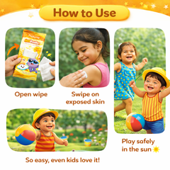 SunBuddies - Kids Sunscreen Wipes SPF 50++ - Pack of 6 (8 wipes each)
