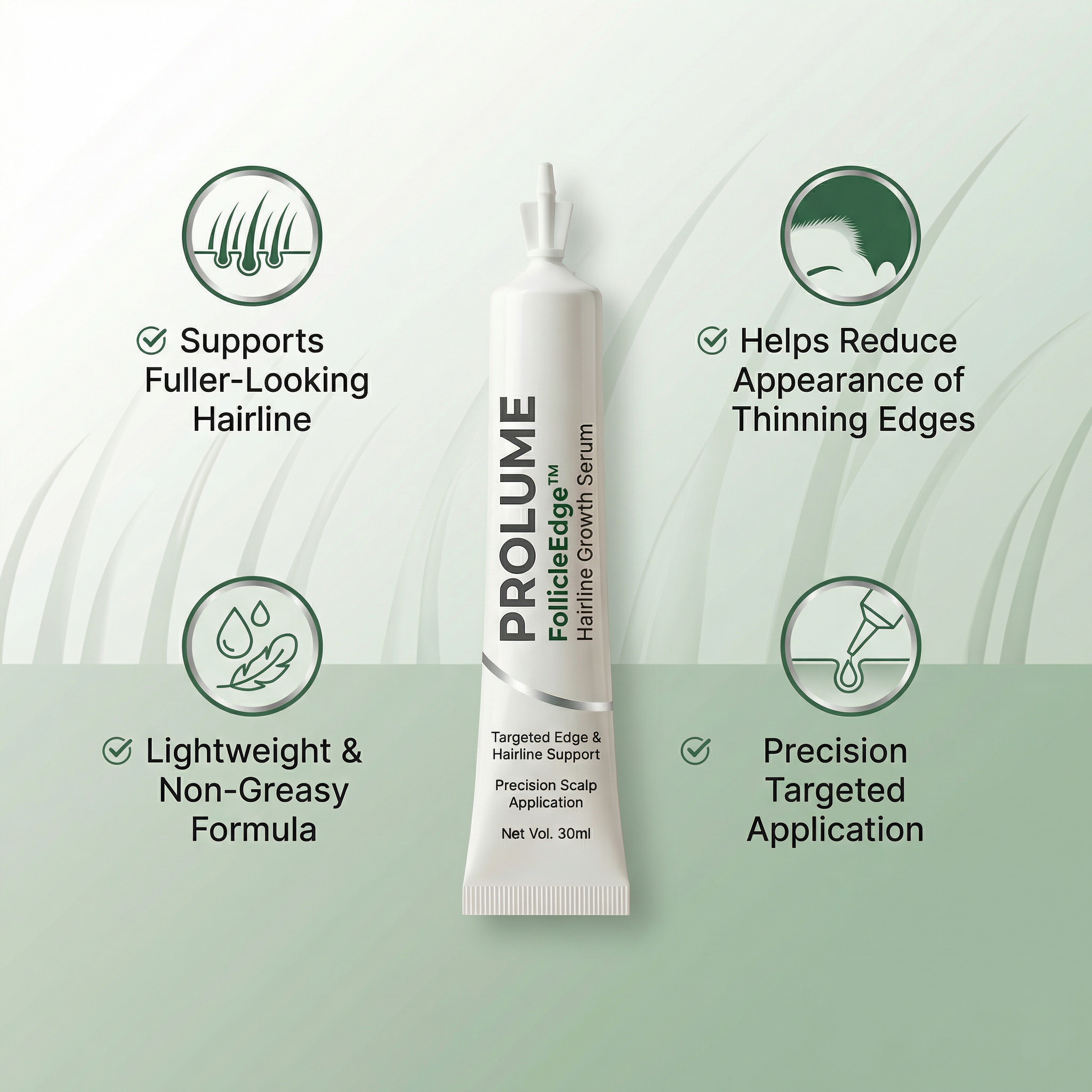 FollicleEdge Hairline Growth Serum  ~30ml | Narrow Pointed Dispenser Tube